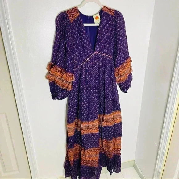 NEW FARM Rio Sophie Scarf Maxi Dress Rare Bohemian Tropical Vacation Resort - Picture 6 of 10